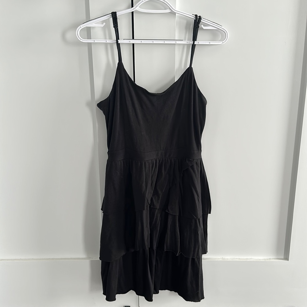 Roxy Layered Mini Dress - Black Dress With Zipper up the back